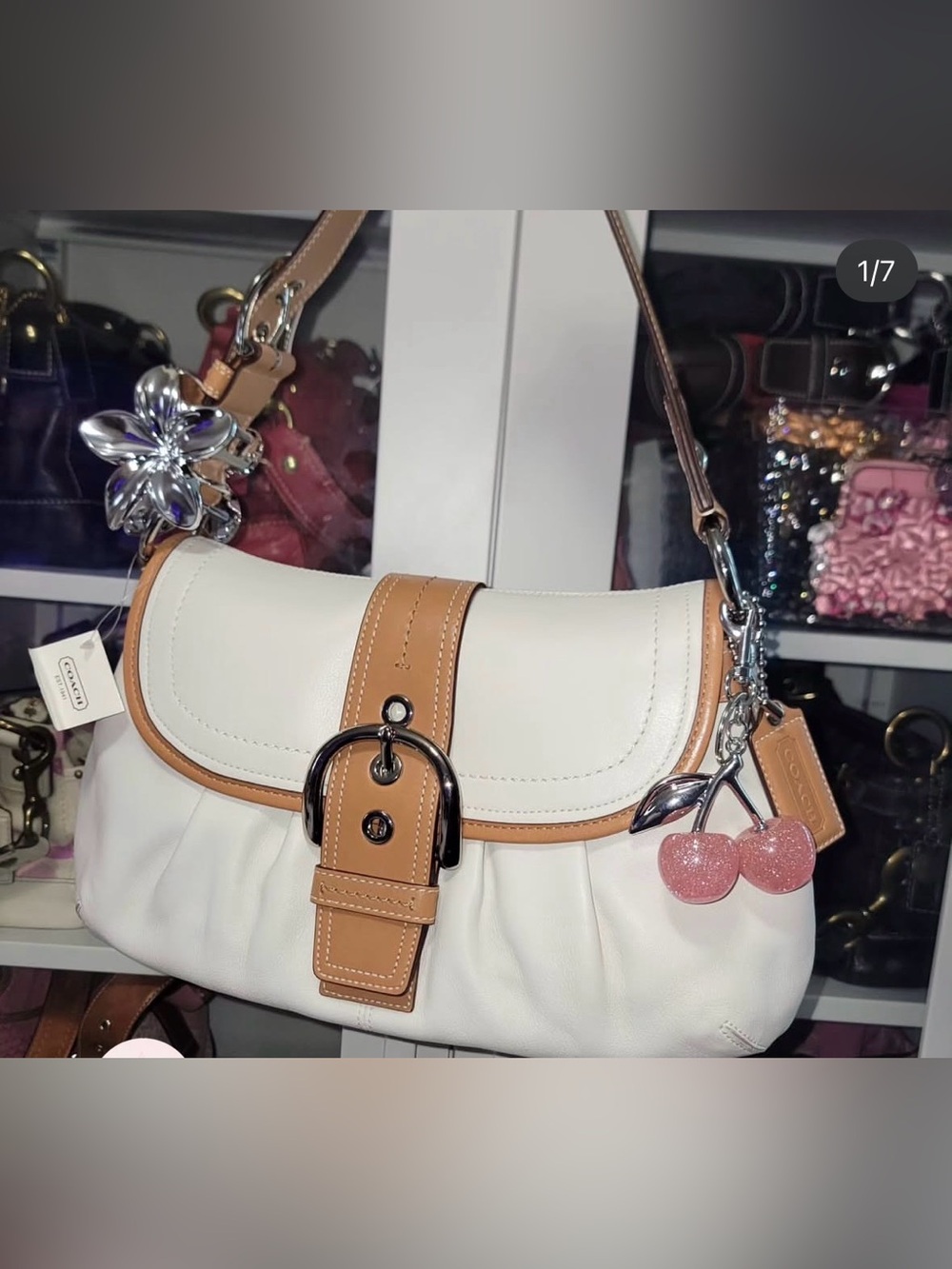 Coach Cream and Tan Large SoHo NWT